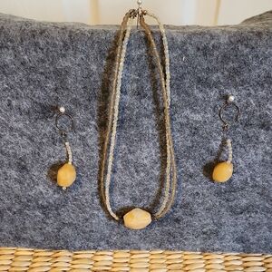 Beaded Choker Necklace and Earring Set